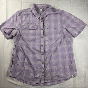 Duluth Made In The Jade Lilac Plaid Button Up Shirt Womens XL, Short Sleeve 421